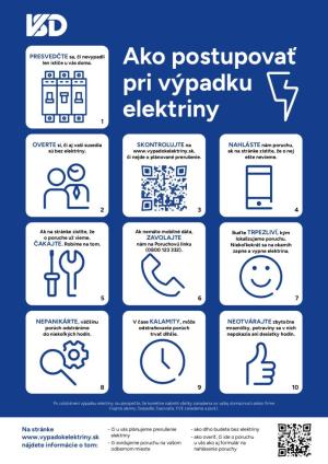 Dôležité informácie o postupe pri výpadku elektriny