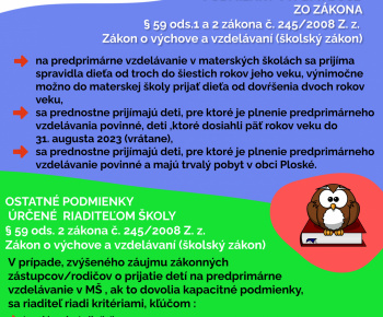 Aktuality / Zápis detí do Materskej školy Ploské šk.rok 2023/2024 - foto